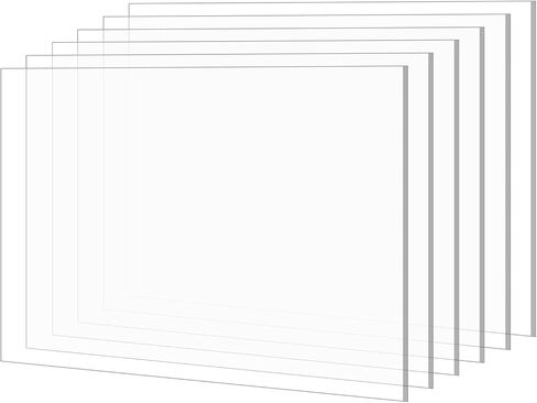 MECCANIXITY Acrylic Sheet, 12 Inch x 8 Inch PMMA Clear Crystal Acrylic Sheets for Art Design, Photo Frame, DIY Display Projects Pack of 6 in Saudi Arabia