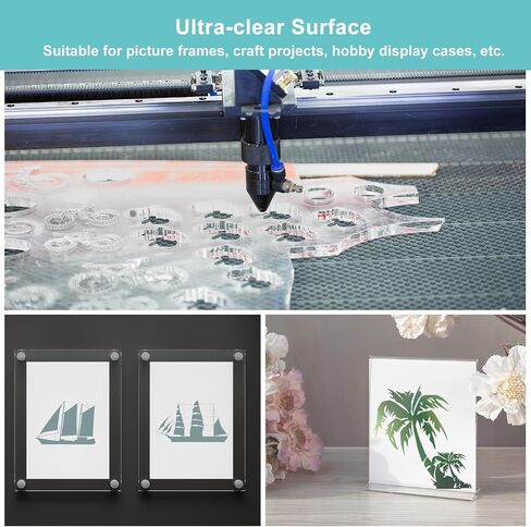 MECCANIXITY Acrylic Sheet, 12 Inch x 8 Inch PMMA Clear Crystal Acrylic Sheets for Art Design, Photo Frame, DIY Display Projects Pack of 6 in Saudi Arabia