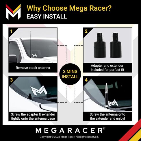 هوائي Mega Racer باللون الرمادي المعدني للشاحنة - 1999-2024 شيفروليه سيلفرادو جي إم سي سييرا هوائي الشاحنة، استبدال هوائي السيارة القصير 5.5 بوصة، ملحقات تشيفي سيلفرادو 1500، ملحقات شاحنة جي إم سي in Saudi Arabia
