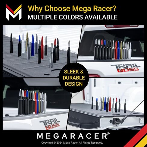 هوائي Mega Racer باللون الرمادي المعدني للشاحنة - 1999-2024 شيفروليه سيلفرادو جي إم سي سييرا هوائي الشاحنة، استبدال هوائي السيارة القصير 5.5 بوصة، ملحقات تشيفي سيلفرادو 1500، ملحقات شاحنة جي إم سي in Saudi Arabia