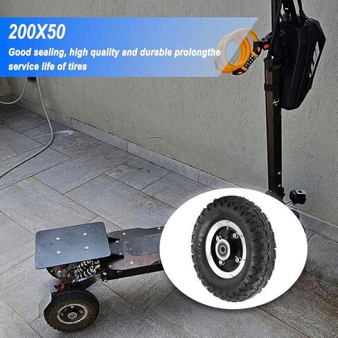 200x50 Electric Scooter Tire 8"x2" Pneumatic Wheel 8in Inflation Tyre Air Tire & 10mm Bearing Alloy Hub for Mountain Scooter and Mountain Skateboard Off-road Tire in Kuwait