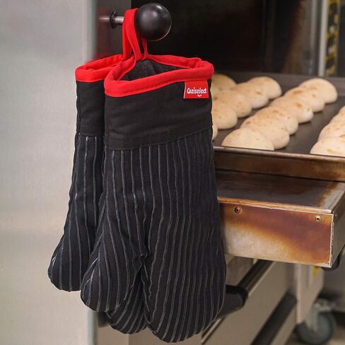Oven Mitts and Pot Holders Set, Heat Resistant Oven Mitts Gloves Set Hot Pads for Kitchen Cooking Grill, Pure Cotton and Terrycloth Lining, Heavy Duty Thick Gloves Black, 4-Piece Set, by Coziselect in Saudi Arabia