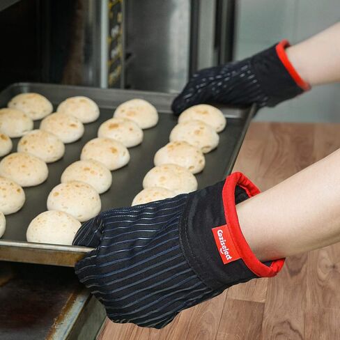 Oven Mitts and Pot Holders Set, Heat Resistant Oven Mitts Gloves Set Hot Pads for Kitchen Cooking Grill, Pure Cotton and Terrycloth Lining, Heavy Duty Thick Gloves Black, 4-Piece Set, by Coziselect in Saudi Arabia