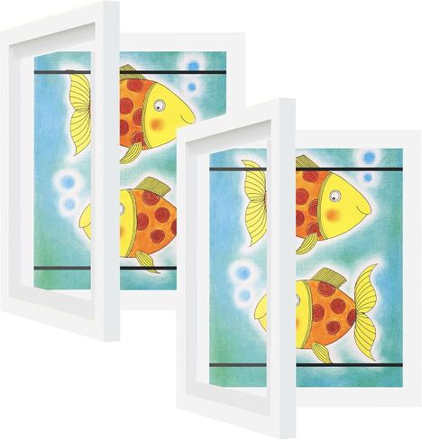 Kids Art Frames[2-Pack],8.5x12 Kids Artwork Frames Front Opening,Changeable Artwork Display Storage Frame for Wall,Multiple Picture Frame Drawing Hanging Art,Hold 50-100 PCS(White) in Saudi Arabia