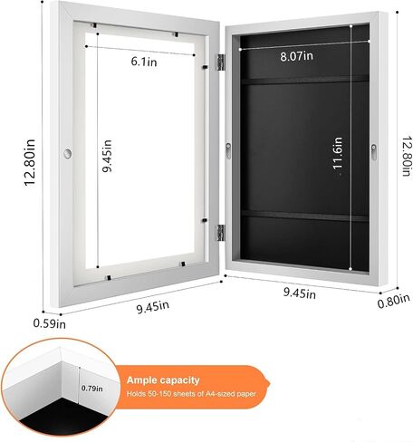Kids Art Frames[2-Pack],8.5x12 Kids Artwork Frames Front Opening,Changeable Artwork Display Storage Frame for Wall,Multiple Picture Frame Drawing Hanging Art,Hold 50-100 PCS(White) in Saudi Arabia
