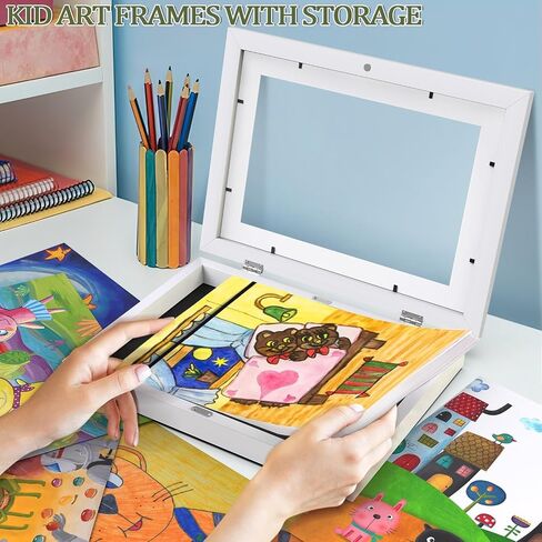 Kids Art Frames[2-Pack],8.5x12 Kids Artwork Frames Front Opening,Changeable Artwork Display Storage Frame for Wall,Multiple Picture Frame Drawing Hanging Art,Hold 50-100 PCS(White) in Saudi Arabia