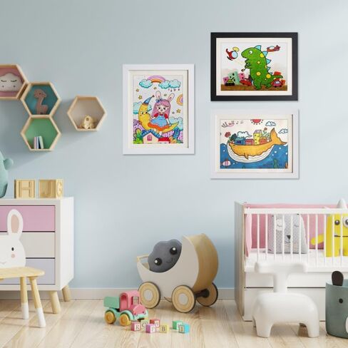 Kids Art Frames[2-Pack],8.5x12 Kids Artwork Frames Front Opening,Changeable Artwork Display Storage Frame for Wall,Multiple Picture Frame Drawing Hanging Art,Hold 50-100 PCS(White) in Saudi Arabia