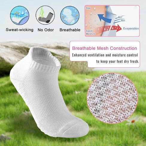 Women's Ankle Athletic Running Socks Anti-Blister Cotton Cushioned Wicking Socks (5 Pairs) in Kuwait