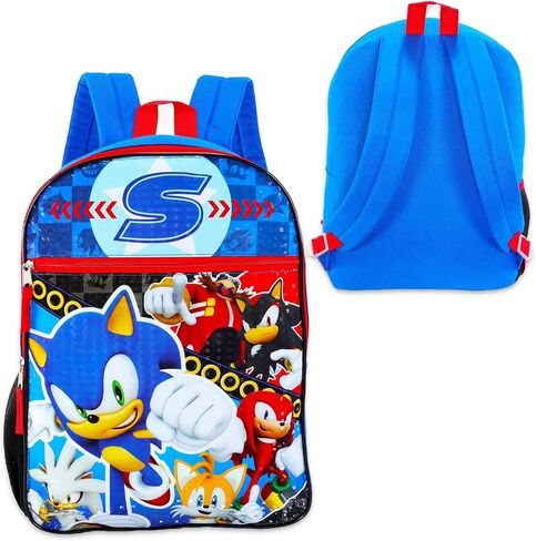 مجموعة حقيبة ظهر Nintendo Sonic the Hedgehog - حزمة حقيبة ظهر Sonic مقاس 16 بوصة تتميز بذيول ومفاصل وملصقات Shadow Plus وزجاجة مياه والمزيد | حقيبة ظهر Sonic and Friends للأولاد والبنات والأطفال in Saudi Arabia