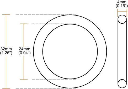 uxcell Nitrile Rubber O-Rings 32mm OD 24mm ID 4mm Width, Metric Nitrile Rubber Sealing Gasket, Pack of 1 in Saudi Arabia