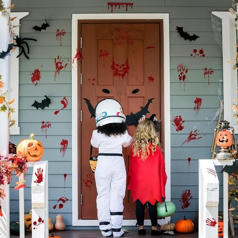 ملصقات نافذة ديكورات الهالوين من amaxiu، 95 قطعة/9 ورقات للهالوين بصمة بصمة دموية للهالوين ملصقات جدارية رعب بصمة بصمة قدم مخيفة لديكور المنزل لحفلات الهالوين in Kuwait