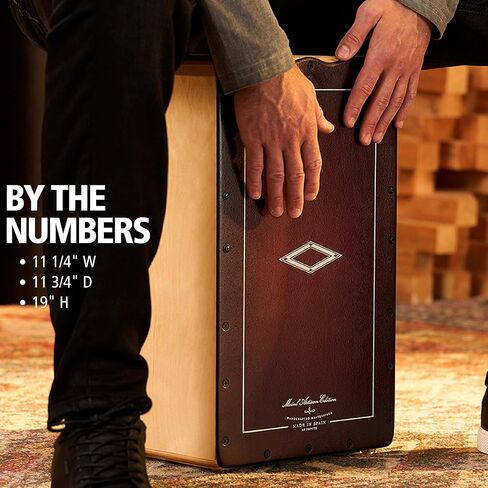 Pickup Cajon Box Drum with Snare Effect and Electronics for Amp or PA System, Artisan Edition — MADE IN SPAIN — Baltic Birch Body/Dark Olive Burst Frontplate, 2-YEAR WARRANTY in Saudi Arabia
