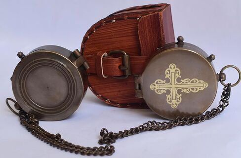 Be Strong and Courageous Do Not Be Afraid Antique Nautical Vintage Directional Magnetic Compass with Famous Scripture Quote Engraved Baptism Gifts with Leather Case for Loved Ones, Son, Father, Love, in Saudi Arabia