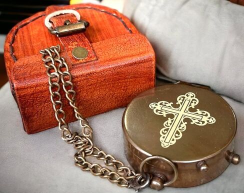 Be Strong and Courageous Do Not Be Afraid Antique Nautical Vintage Directional Magnetic Compass with Famous Scripture Quote Engraved Baptism Gifts with Leather Case for Loved Ones, Son, Father, Love, in Saudi Arabia