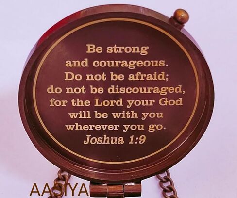 Be Strong and Courageous Do Not Be Afraid Antique Nautical Vintage Directional Magnetic Compass with Famous Scripture Quote Engraved Baptism Gifts with Leather Case for Loved Ones, Son, Father, Love, in Saudi Arabia