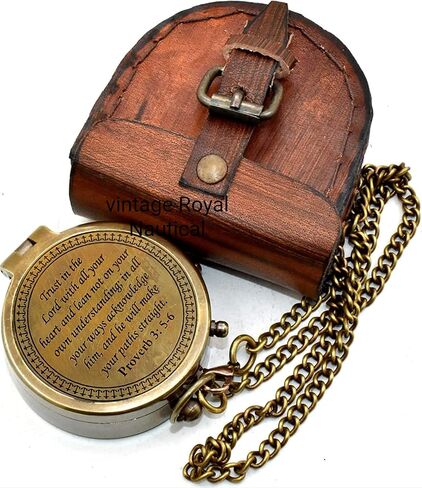 Be Strong and Courageous Do Not Be Afraid Antique Nautical Vintage Directional Magnetic Compass with Famous Scripture Quote Engraved Baptism Gifts with Leather Case for Loved Ones, Son, Father, Love, in Saudi Arabia