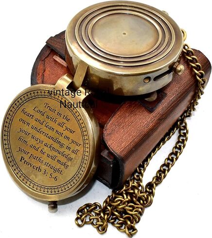 Be Strong and Courageous Do Not Be Afraid Antique Nautical Vintage Directional Magnetic Compass with Famous Scripture Quote Engraved Baptism Gifts with Leather Case for Loved Ones, Son, Father, Love, in Saudi Arabia
