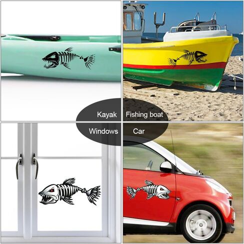 LIXADA Fish Teeth Mouth Stickers Skeleton Fish Stickers Fishing Boat Canoe Kayak Graphics Accessories 2 pcs in Saudi Arabia