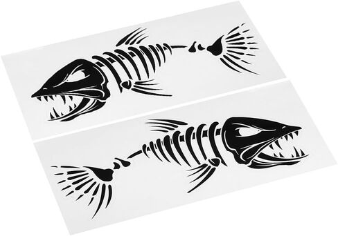 LIXADA Fish Teeth Mouth Stickers Skeleton Fish Stickers Fishing Boat Canoe Kayak Graphics Accessories 2 pcs in Saudi Arabia