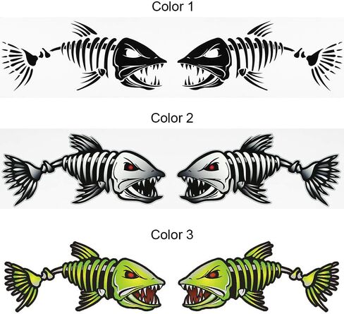 LIXADA Fish Teeth Mouth Stickers Skeleton Fish Stickers Fishing Boat Canoe Kayak Graphics Accessories 2 pcs in Saudi Arabia