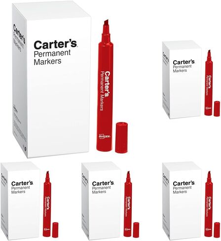 أقلام تحديد دائمة من AVERY Carter، مقاس كبير على شكل مكتب، طرف إزميل، مقاوم للماء والتآكل، 12 قلم تحديد أحمر (27177) in Saudi Arabia