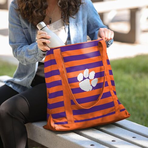 FOCO NCAA College Team Logo Stripe Canvas Tote Bag in Saudi Arabia
