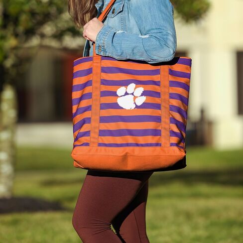 FOCO NCAA College Team Logo Stripe Canvas Tote Bag in Saudi Arabia
