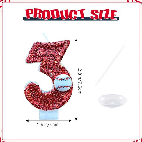 Baseball 1st Birthday Candle, Baseball Number 1 Cake Candle Birthday Cake Topper for Baseball 1st Birthday Party Decorations in Saudi Arabia