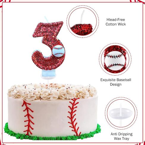 Baseball 1st Birthday Candle, Baseball Number 1 Cake Candle Birthday Cake Topper for Baseball 1st Birthday Party Decorations in Saudi Arabia