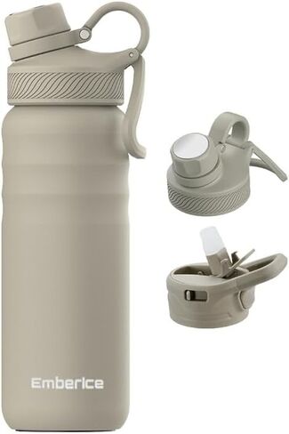 EmberIce double wall Insulated Stainless Steel Water Bottle with Straw, Lid, 12hr Hot and 24hr Cold Drinks, 24 oz (Caledon, 24 oz) in Saudi Arabia