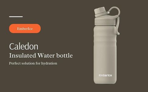 EmberIce double wall Insulated Stainless Steel Water Bottle with Straw, Lid, 12hr Hot and 24hr Cold Drinks, 24 oz (Caledon, 24 oz) in Saudi Arabia