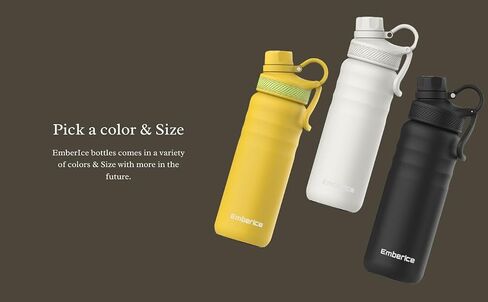 EmberIce double wall Insulated Stainless Steel Water Bottle with Straw, Lid, 12hr Hot and 24hr Cold Drinks, 24 oz (Caledon, 24 oz) in Saudi Arabia