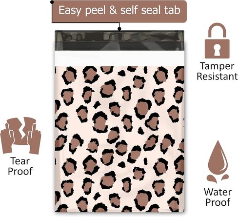 10x13 (100) Designer Poly Mailers Shipping Envelopes Premium Printed Bags (Peacock Feathers) in Saudi Arabia