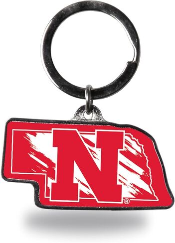Rico Industries NCAA Nebraska Cornhuskers State Shape Keychain 3.5"x1.5" in Saudi Arabia