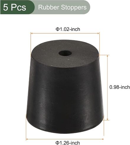 YOKIVE 5Pcs Rubber Stoppers with Hole, Tapered Plugs with High-Temperature Resistance | Protect Hole, Great for Lab Industry (Black, 24mm to 28mm) in Saudi Arabia
