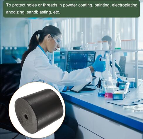 YOKIVE 5Pcs Rubber Stoppers with Hole, Tapered Plugs with High-Temperature Resistance | Protect Hole, Great for Lab Industry (Black, 24mm to 28mm) in Saudi Arabia