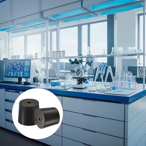 YOKIVE 5Pcs Rubber Stoppers with Hole, Tapered Plugs with High-Temperature Resistance | Protect Hole, Great for Lab Industry (Black, 24mm to 28mm) in Saudi Arabia