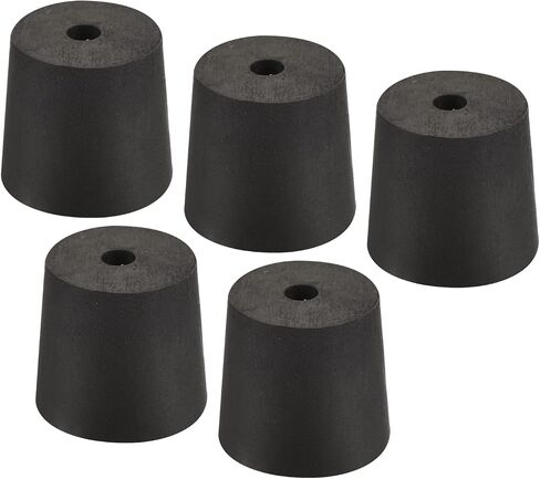 YOKIVE 5Pcs Rubber Stoppers with Hole, Tapered Plugs with High-Temperature Resistance | Protect Hole, Great for Lab Industry (Black, 24mm to 28mm) in Saudi Arabia