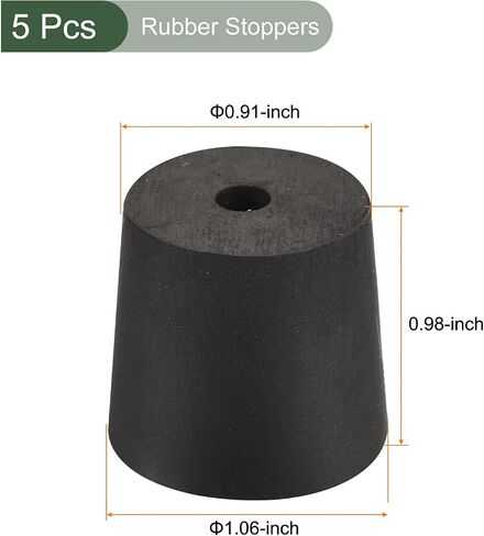 YOKIVE 5Pcs Rubber Stoppers with Hole, Tapered Plugs with High-Temperature Resistance | Protect Hole, Great for Lab Industry (Black, 24mm to 28mm) in Saudi Arabia