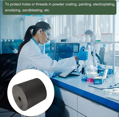 YOKIVE 5Pcs Rubber Stoppers with Hole, Tapered Plugs with High-Temperature Resistance | Protect Hole, Great for Lab Industry (Black, 24mm to 28mm) in Saudi Arabia