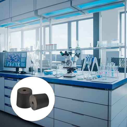 YOKIVE 5Pcs Rubber Stoppers with Hole, Tapered Plugs with High-Temperature Resistance | Protect Hole, Great for Lab Industry (Black, 24mm to 28mm) in Saudi Arabia