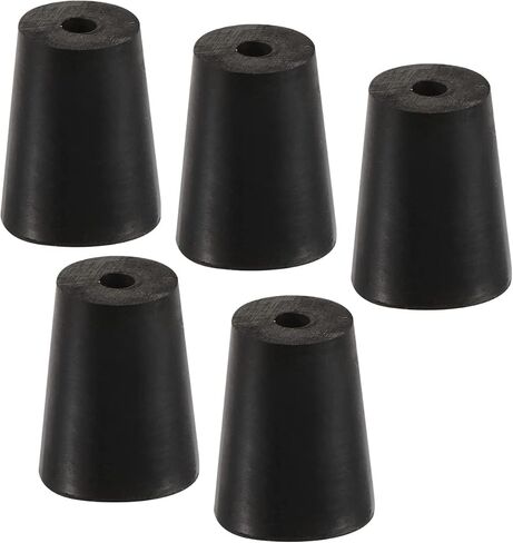 YOKIVE 5Pcs Rubber Stoppers with Hole, Tapered Plugs with High-Temperature Resistance | Protect Hole, Great for Lab Industry (Black, 24mm to 28mm) in Saudi Arabia