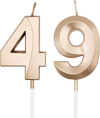 شموع عيد الميلاد 49 و94 من الشمبانيا الذهبية للكعك، رقم 49 94 شمعة كعكة كب كيك لتزيين حفلات أعياد الميلاد in Saudi Arabia