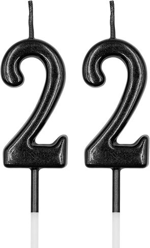 شموع عيد الميلاد الثاني والعشرون، شمعة سوداء رقم 22 للكيك، زينة لتزيين كعكة عيد الميلاد السعيد لمستلزمات حفلات الاحتفال بالذكرى السنوية لعيد الميلاد in Kuwait