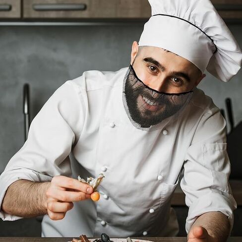 100 قطعة من شبكات اللحية مع أشرطة مرنة، قيود لحية شديدة التحمل للرجال، أغطية لحية مرنة ومريحة، أربطة مرنة للحية، غطاء لحية من أجل بيئة عمل آمنة ونظيفة للطعام in Kuwait