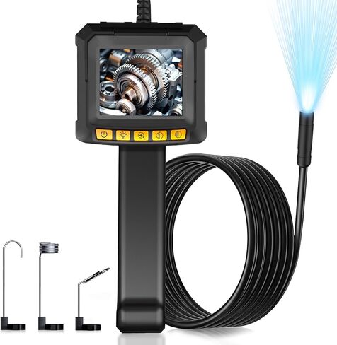 كاميرا المنظار مع الضوء، Moman EOM1 Borescope مع 8 مصابيح LED قابلة للتعديل 9.84 قدم كابل ثعبان شبه صلب IP67 مقاوم للماء، كاميرا فحص الأنابيب 3 محولات لهاتف iPhone iPad iOS Android in Kuwait