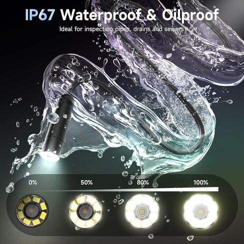 كاميرا المنظار مع الضوء، Moman EOM1 Borescope مع 8 مصابيح LED قابلة للتعديل 9.84 قدم كابل ثعبان شبه صلب IP67 مقاوم للماء، كاميرا فحص الأنابيب 3 محولات لهاتف iPhone iPad iOS Android in Kuwait