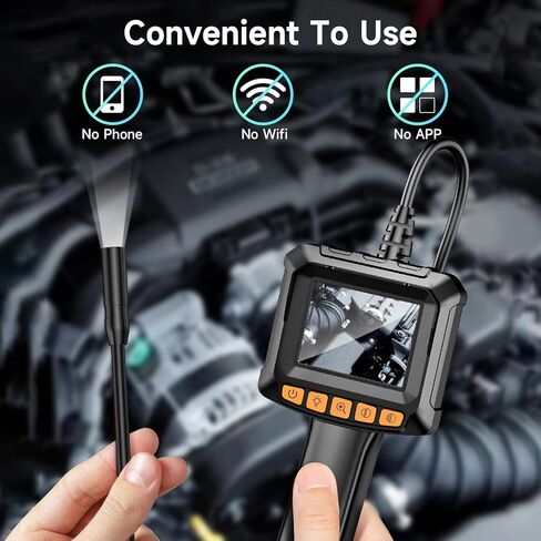 كاميرا المنظار مع الضوء، Moman EOM1 Borescope مع 8 مصابيح LED قابلة للتعديل 9.84 قدم كابل ثعبان شبه صلب IP67 مقاوم للماء، كاميرا فحص الأنابيب 3 محولات لهاتف iPhone iPad iOS Android in Kuwait