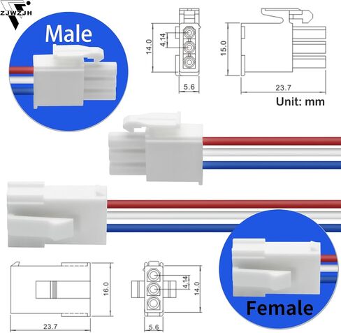 5 Pairs 2 Pin Servo Extension Cable Wire FL4.14mm Pitch Female to Male, Servo Motor Extension 2 Pin Connector Wire for Car Truck Boat UL Certification in Saudi Arabia