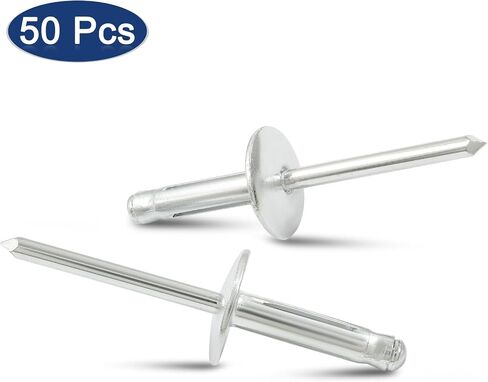 BokWin 100 Pcs Aluminum Rivets 3/16 Inch x 4/5 Inch Pop Rivets Black Large Flange Soild Blind Rivet Tool for Industries Furniture in Saudi Arabia